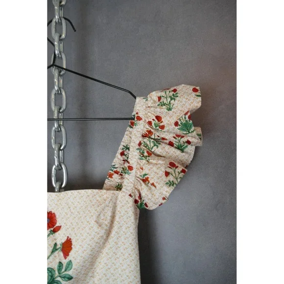 Hill House Home The Pippa Dress Block Print Poppy Ruffle Sleeve Cottagecore S - Picture 7 of 12